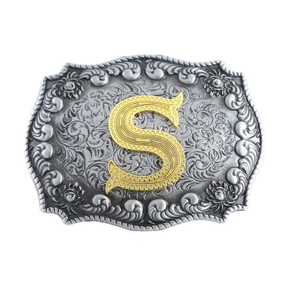 5377 Initial Belt Buckle Western Cowboy Handmade Metal Belt Buckle Small S